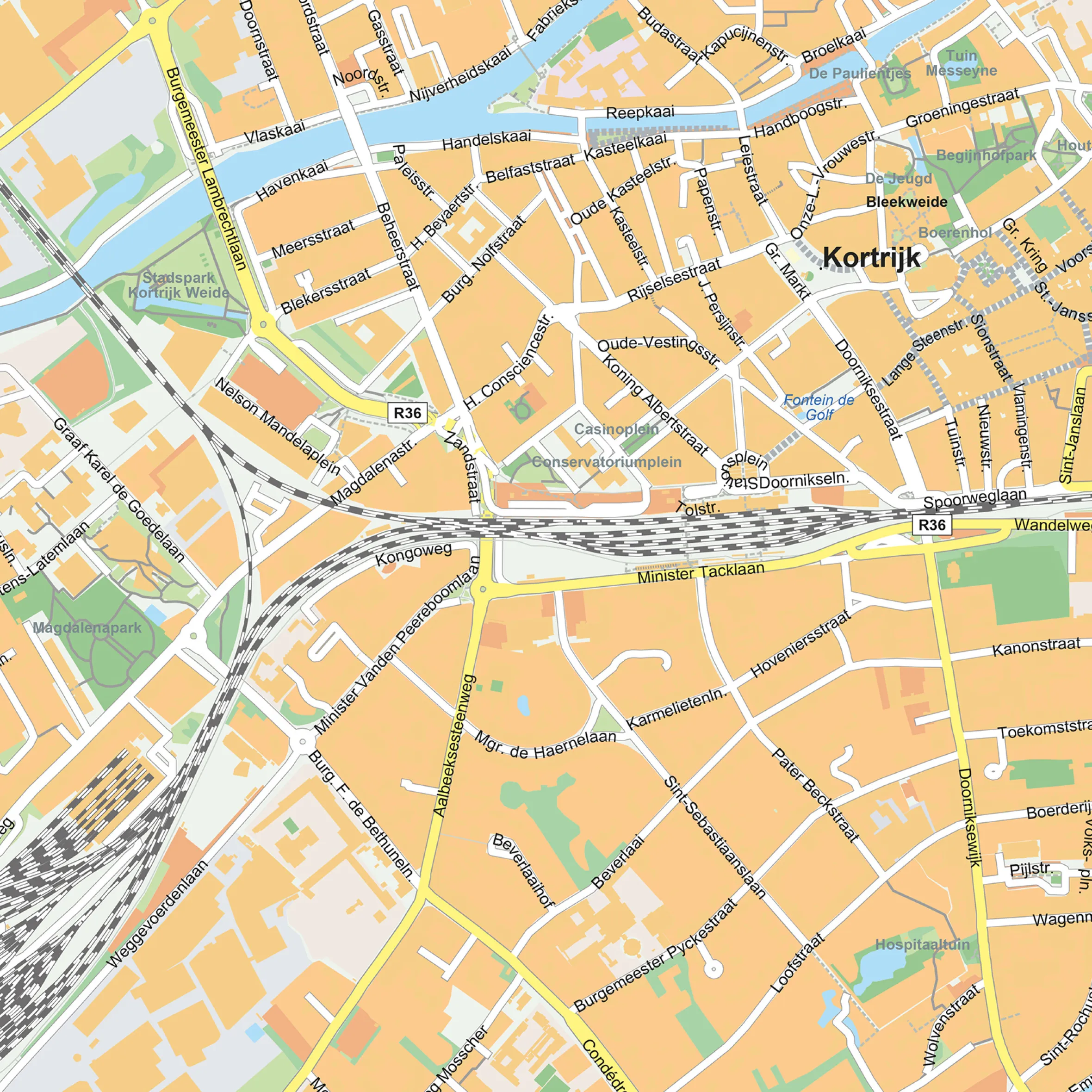 Straatnamenkaart Kortrijk Stadskaart 1863