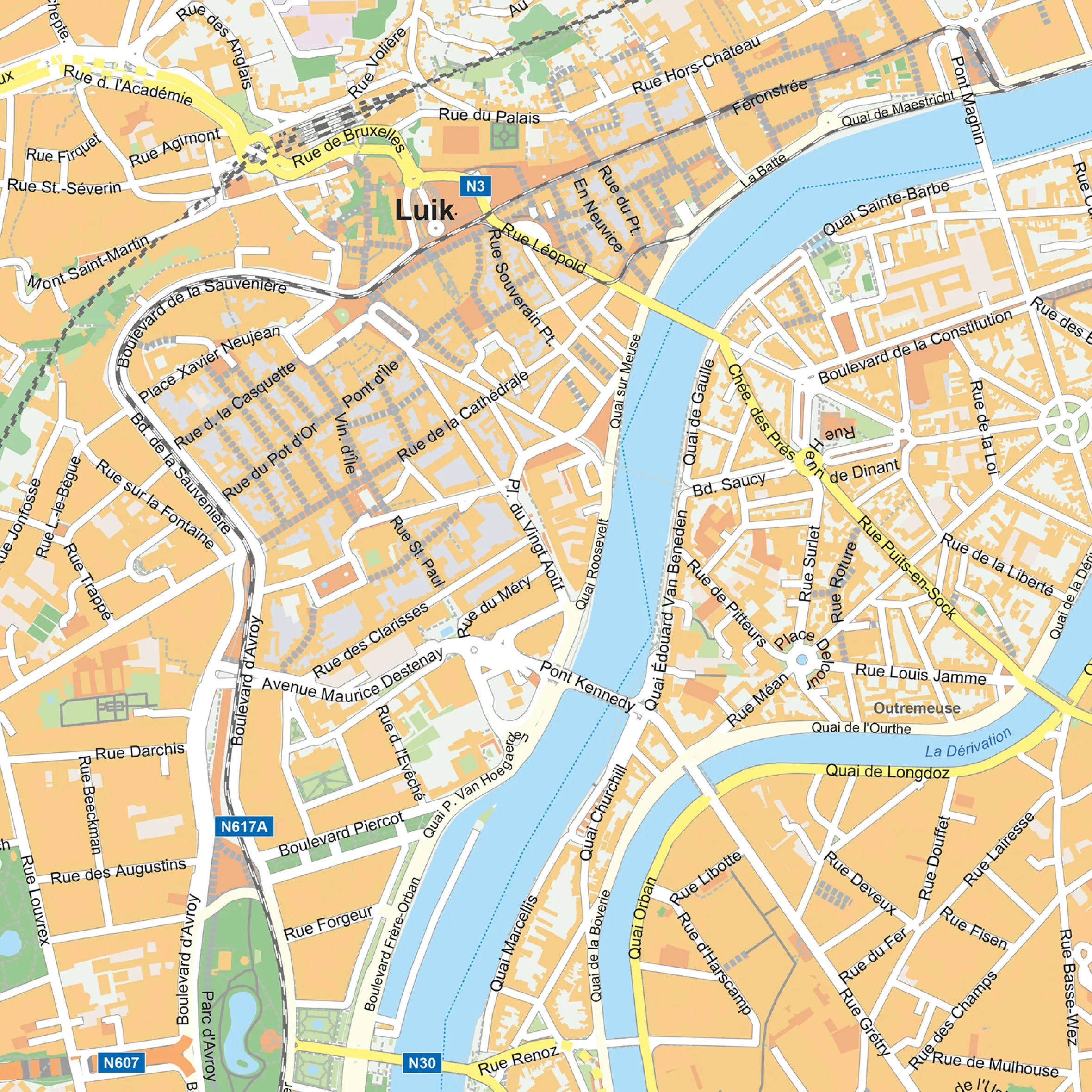 Straatnamenkaart Luik / Liège Stadskaart 157