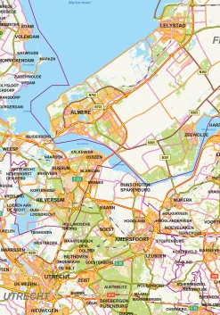 Strakke Nederlandkaart – variant zonder buitenland 1823