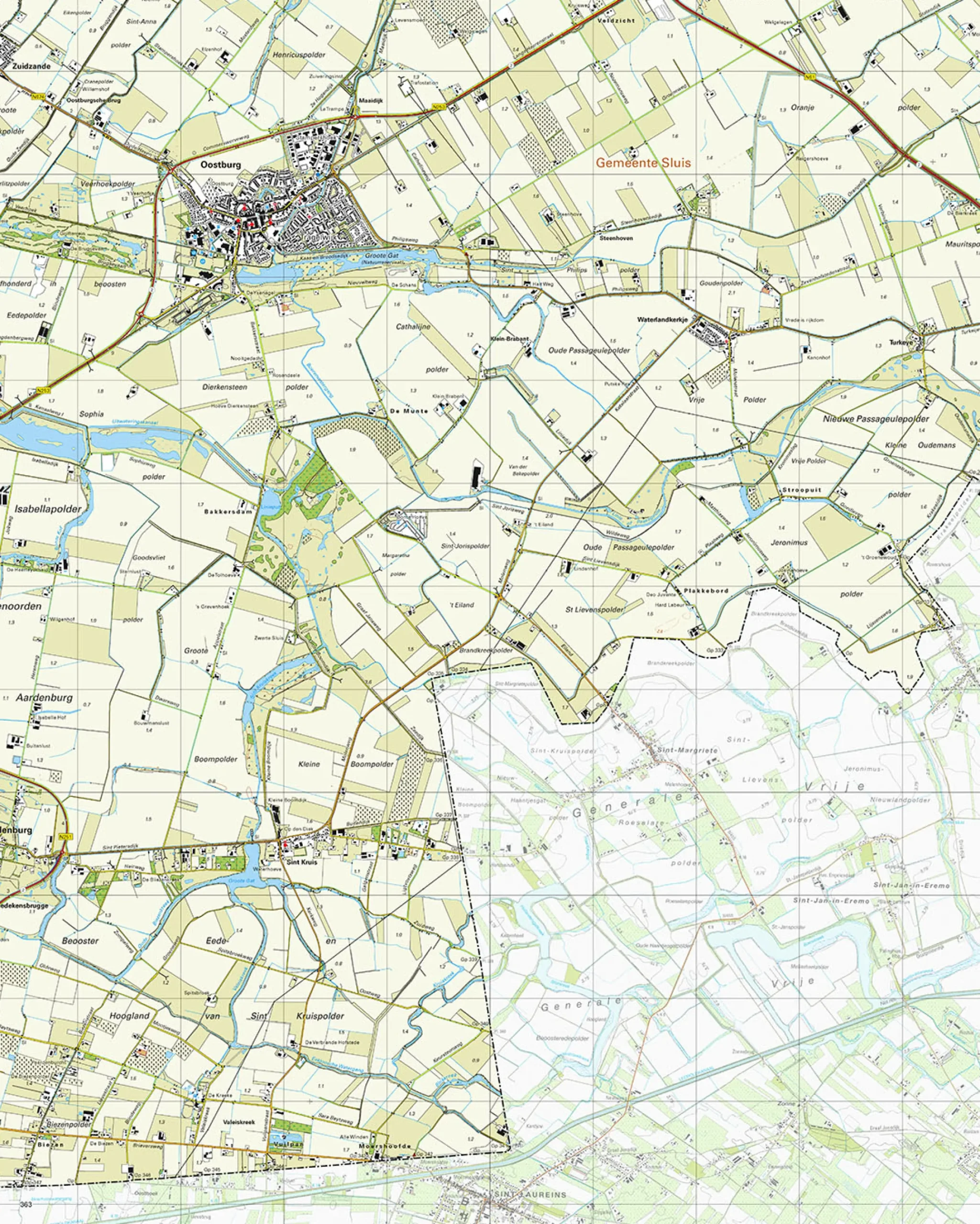 Topografische Kaart 54A Oostburg