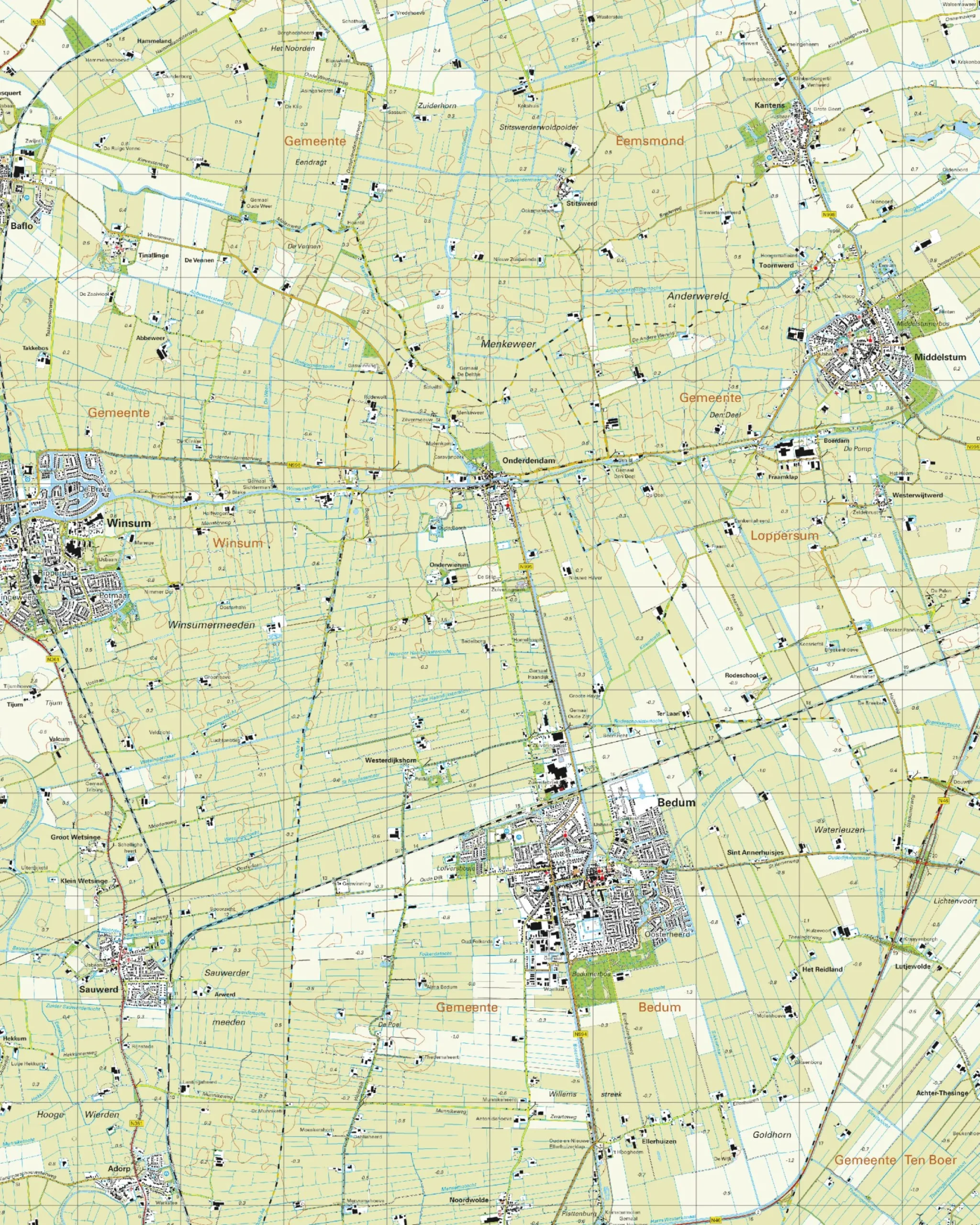 Topografische Kaart 7B Bedum