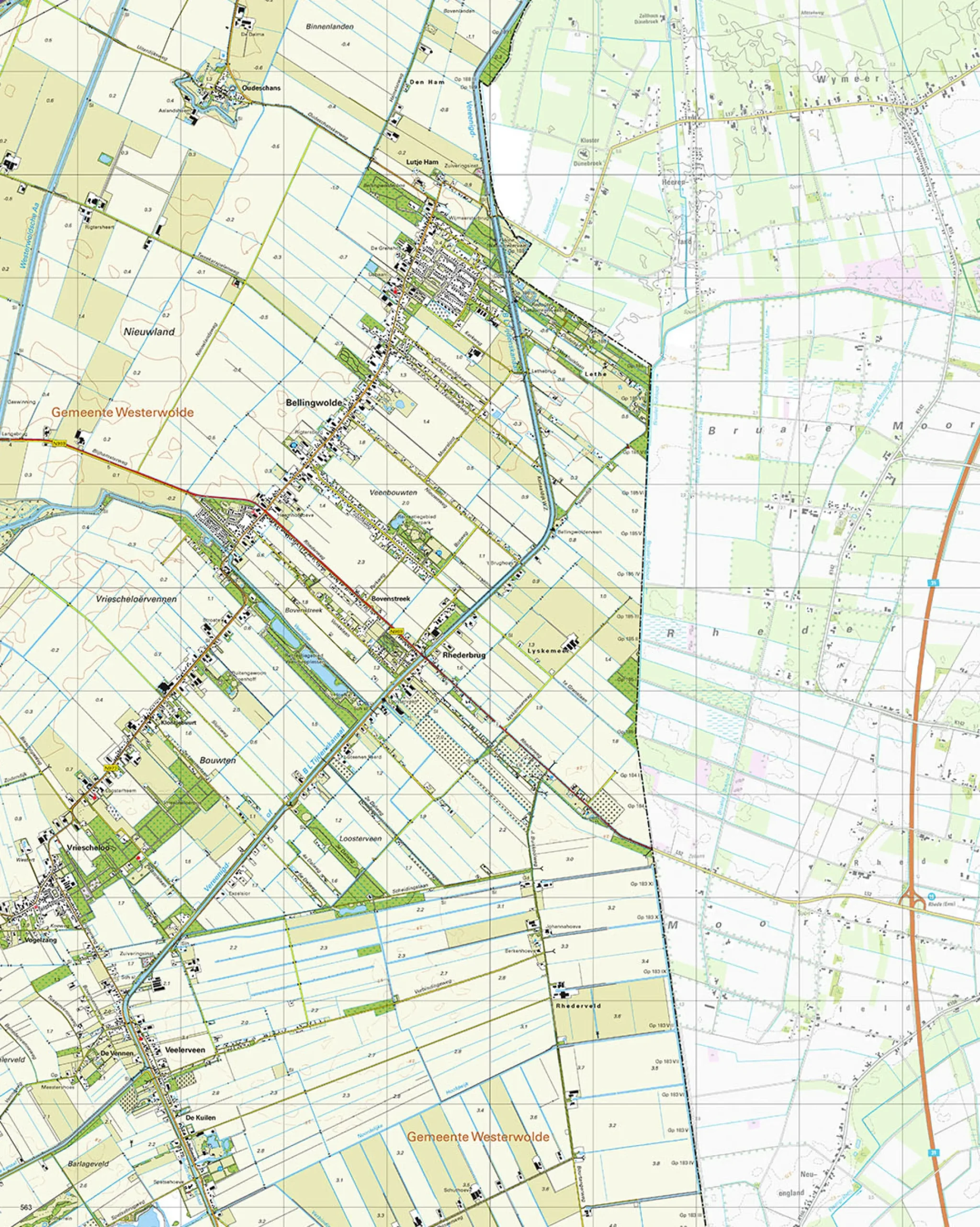 Topografische Kaart 13B Bellingwolde