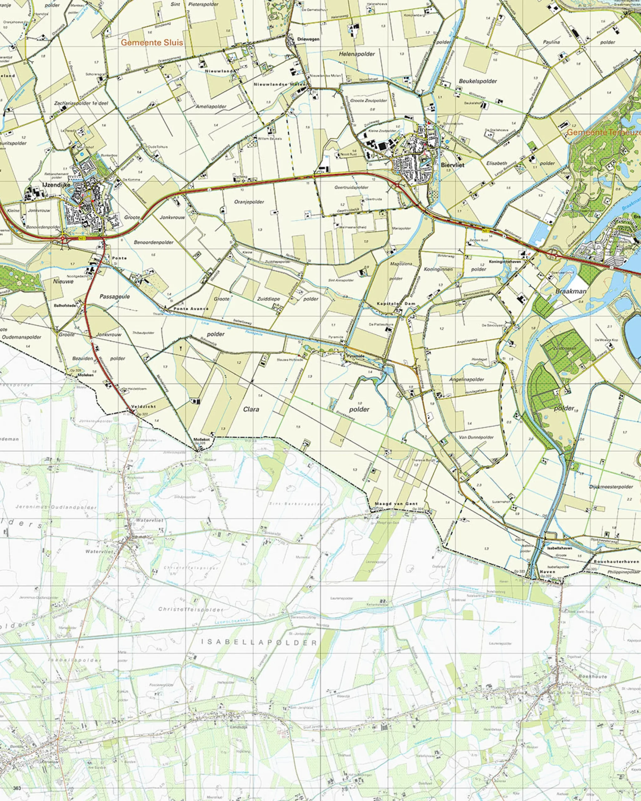 Topografische Kaart 54B Ijzendijke
