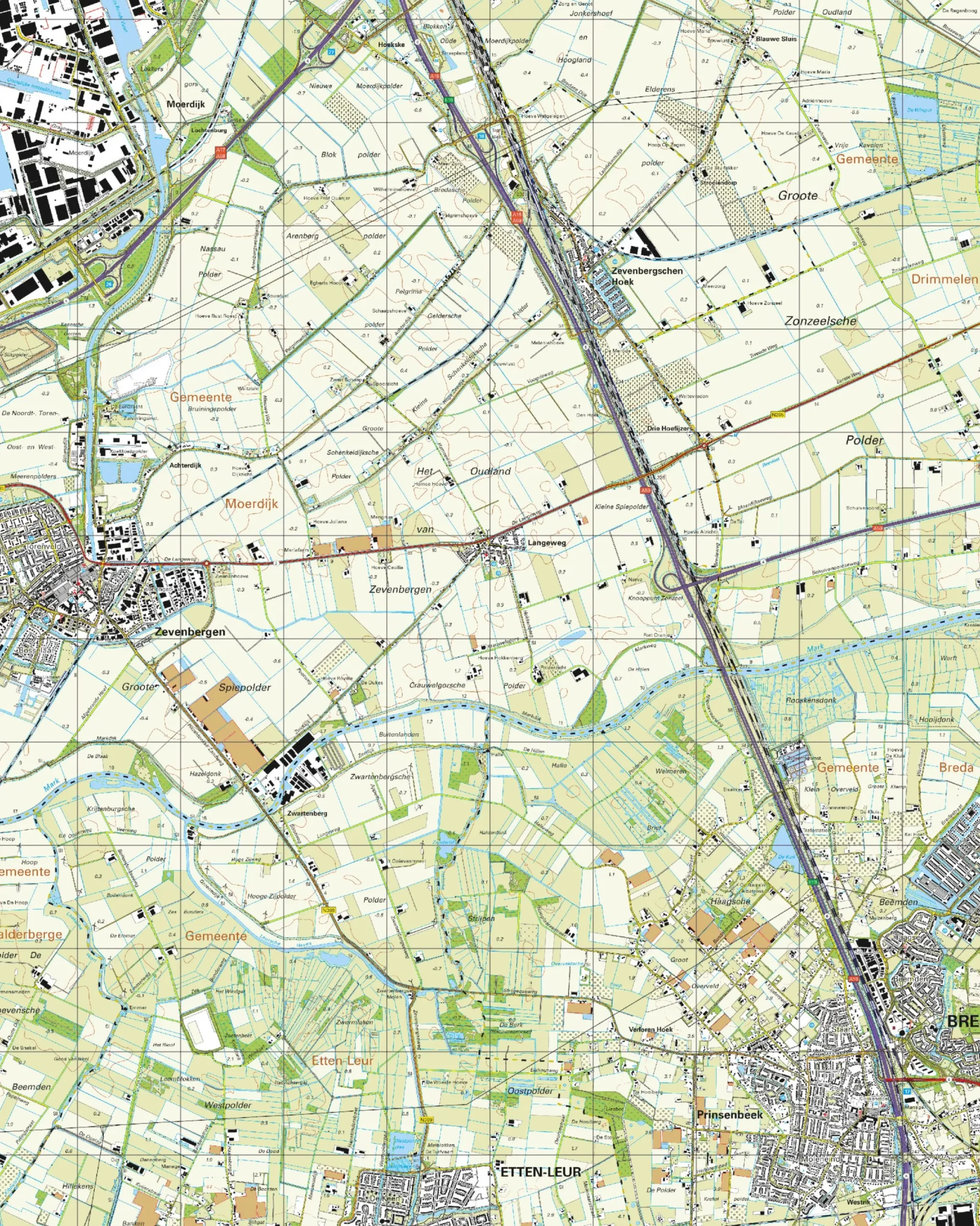 Topografische Kaart 44C Zevenbergen