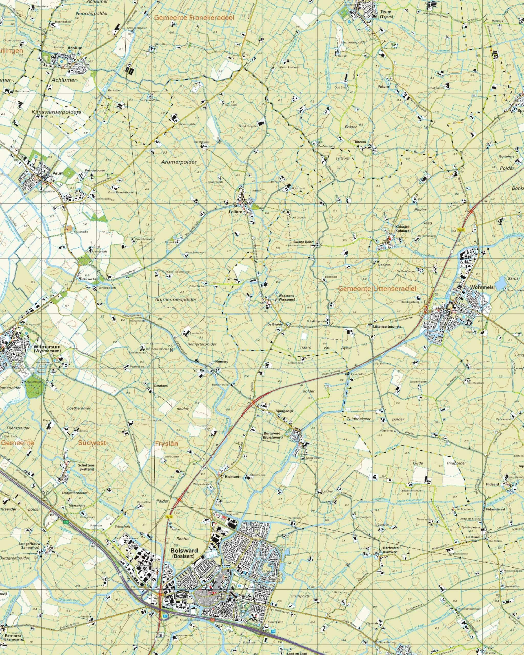 Topografische Kaart 10E Bolsward