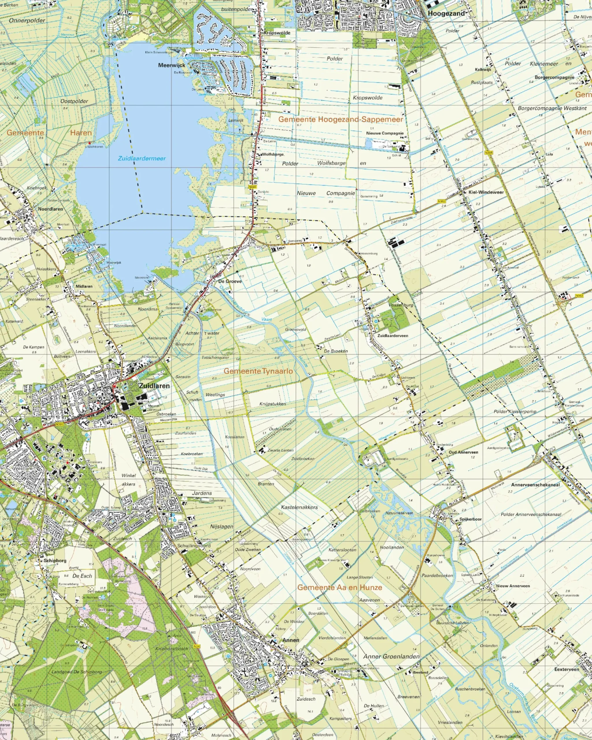 Topografische Kaart 12E Zuidlaren