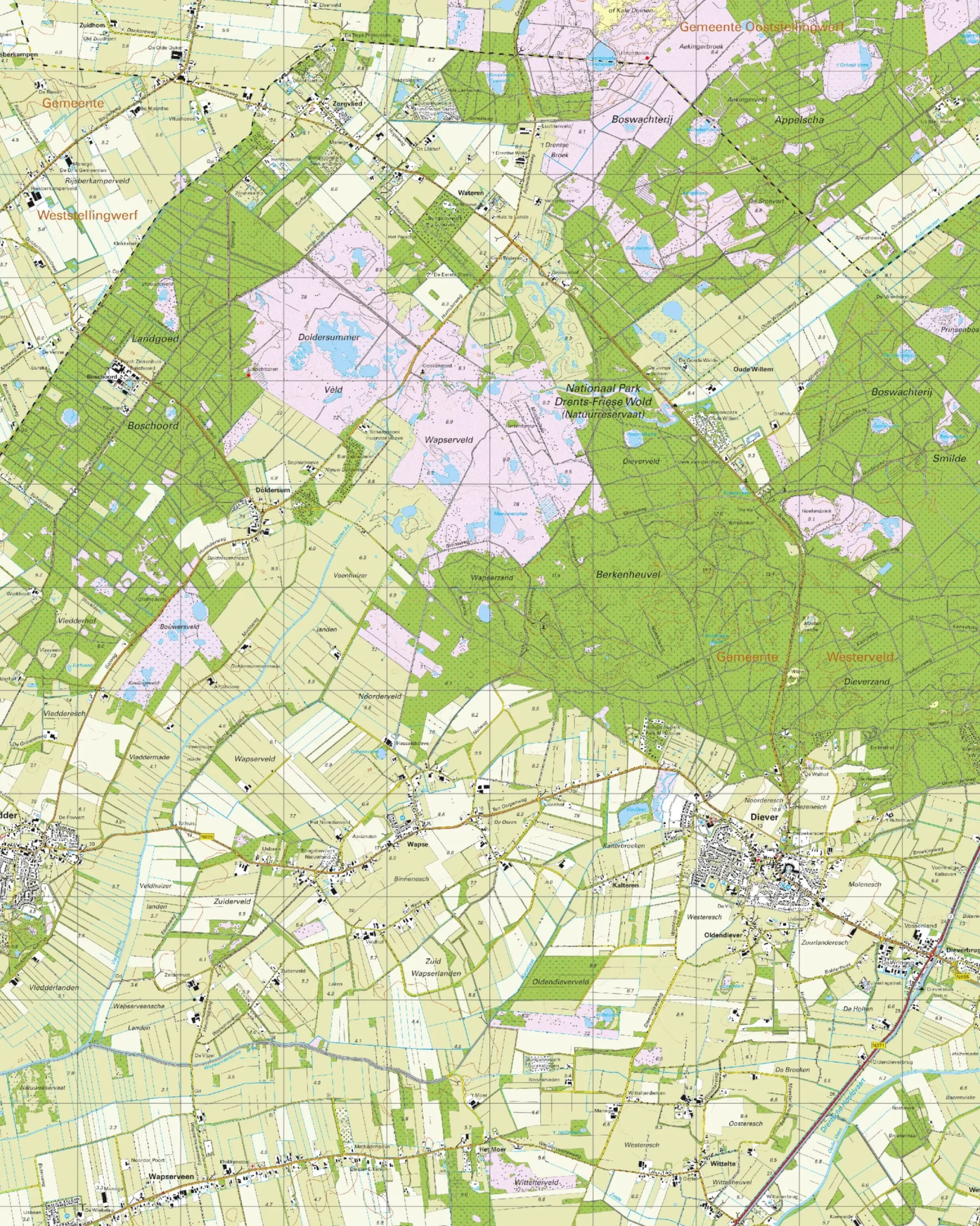 Topografische Kaart 16F Diever