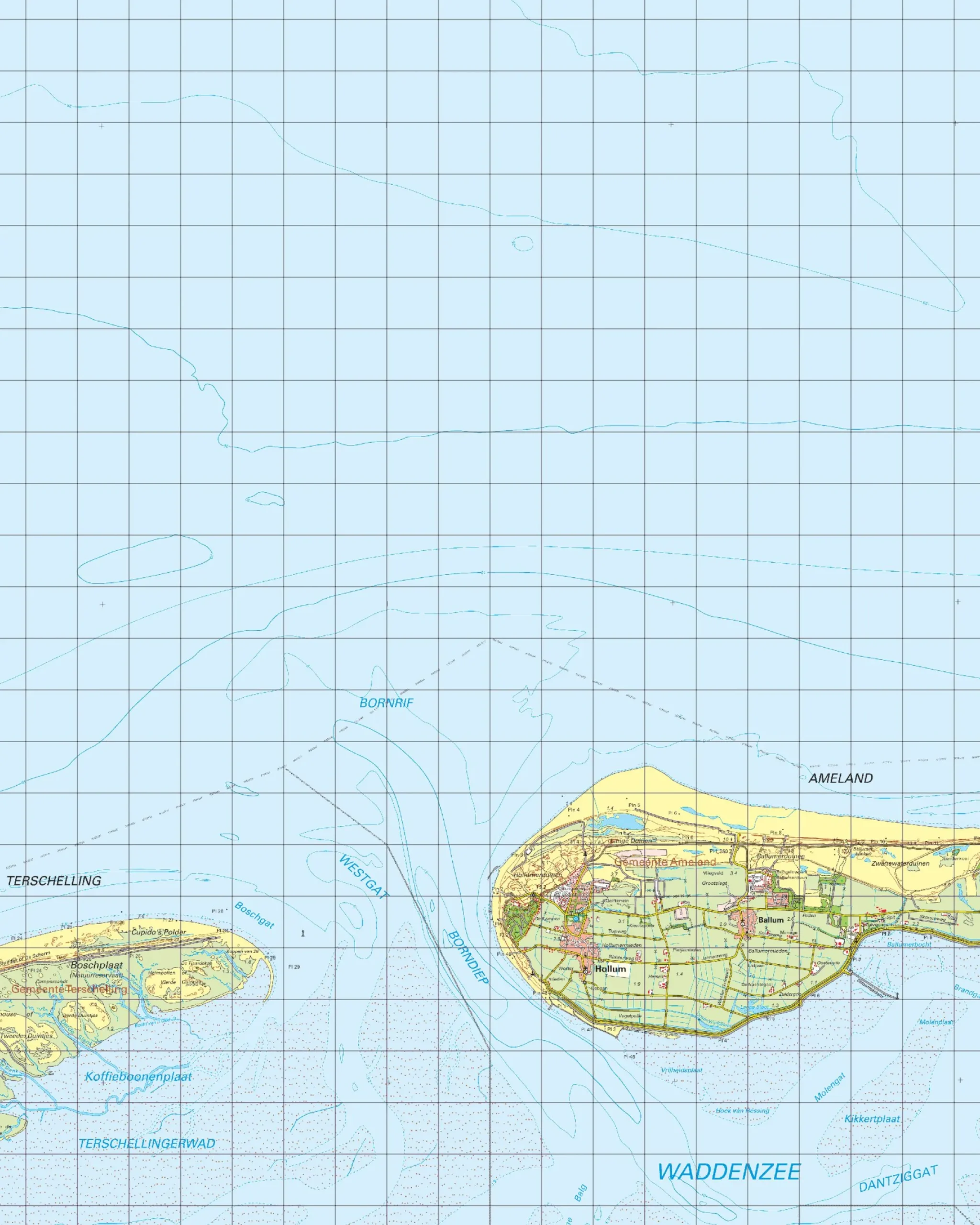 Topografische Kaart 1 Oost Terschelling