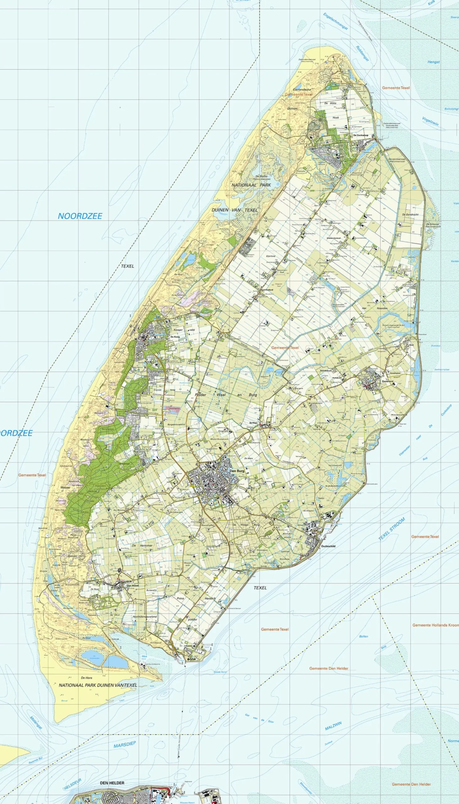 Topografische kaart Texel (wandkaart)