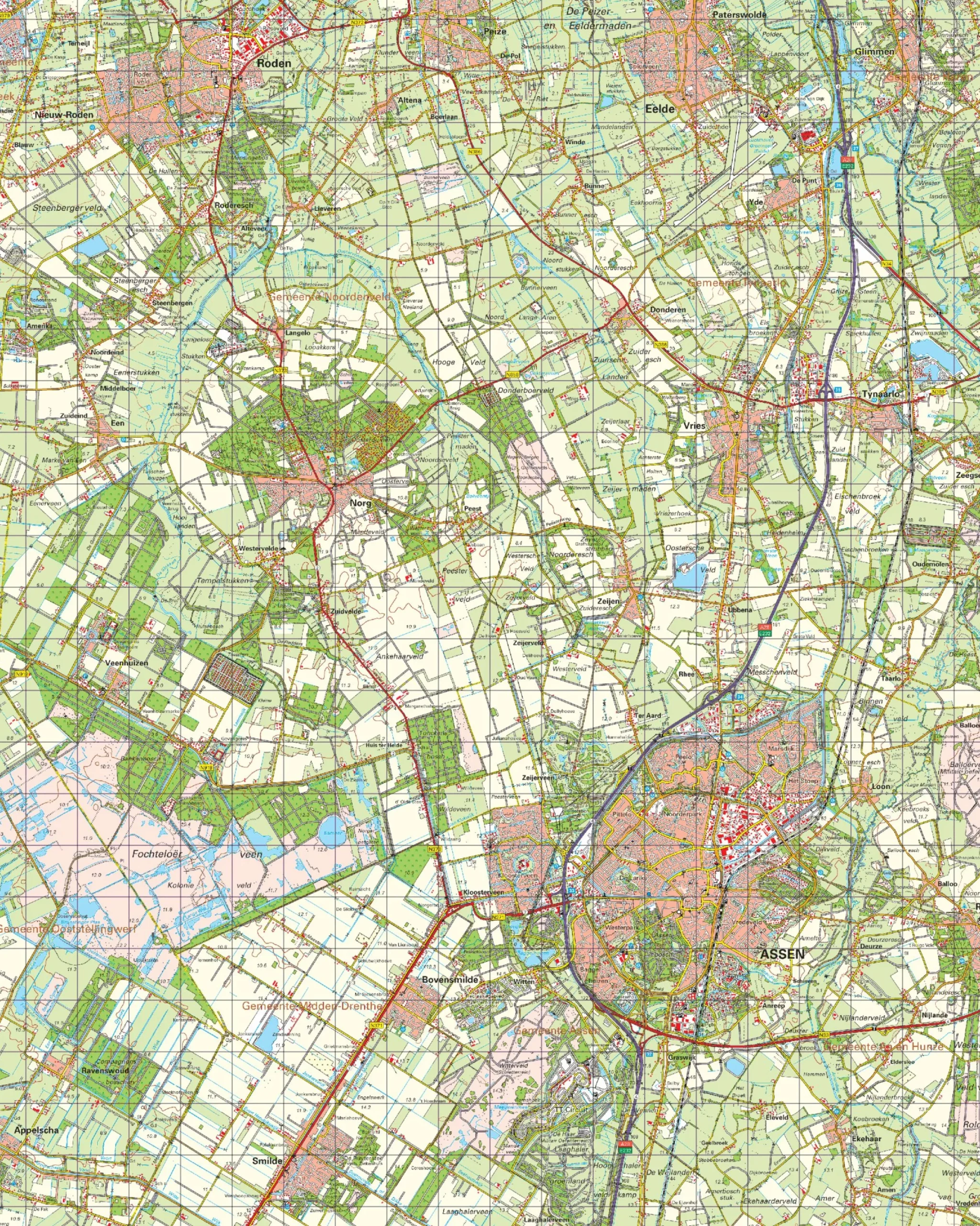 Topografische Kaart 12 West Assen