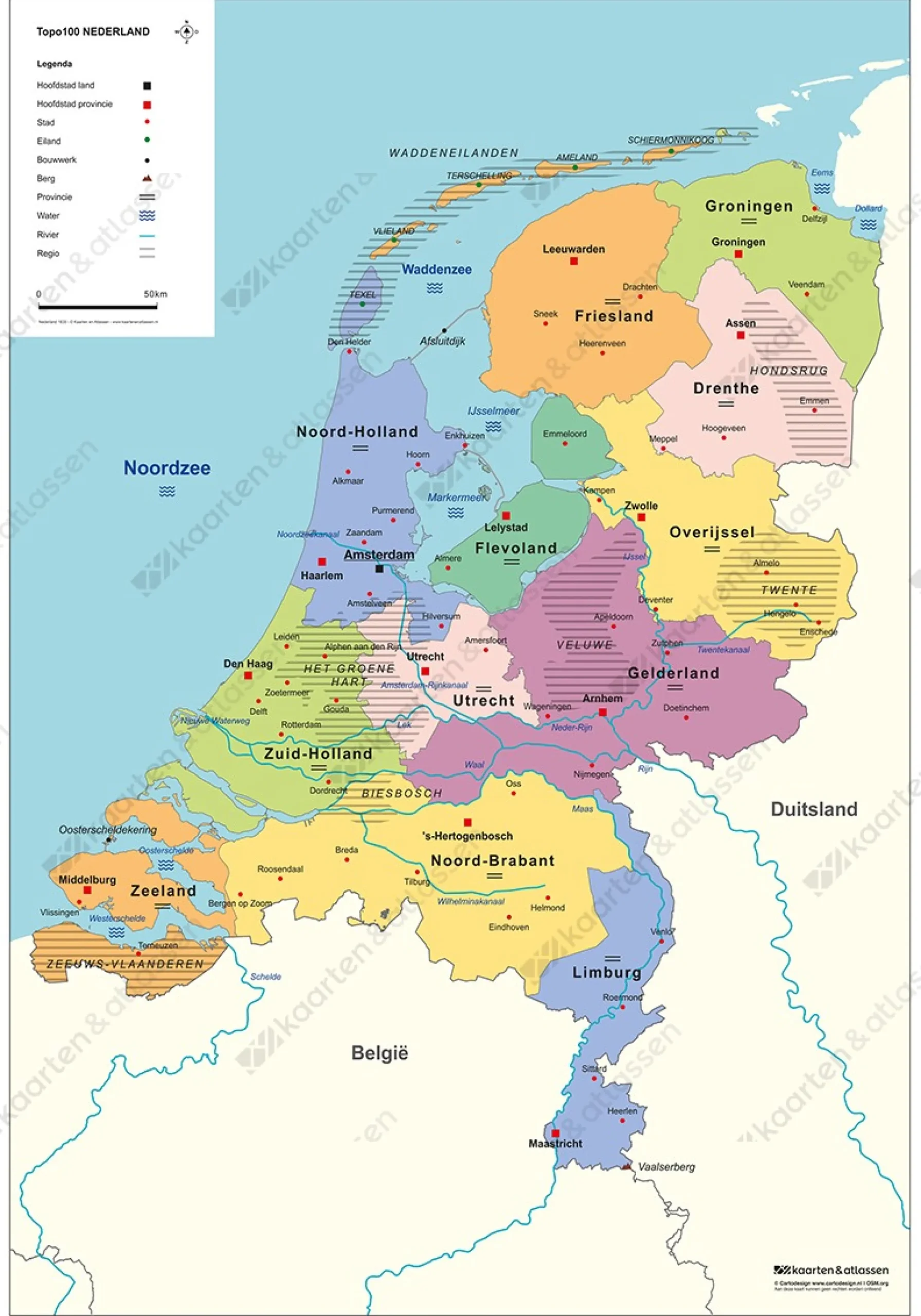 TOPO100 Schoolkaart Nederland 1835