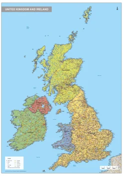 Verenigd Koninkrijk en Ierland Kaart Staatkundig 1576