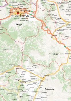 Wegenkaart Macedonië 1370