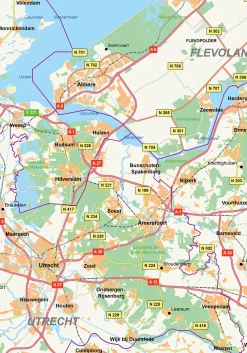 Wegenkaart Nederland 1372