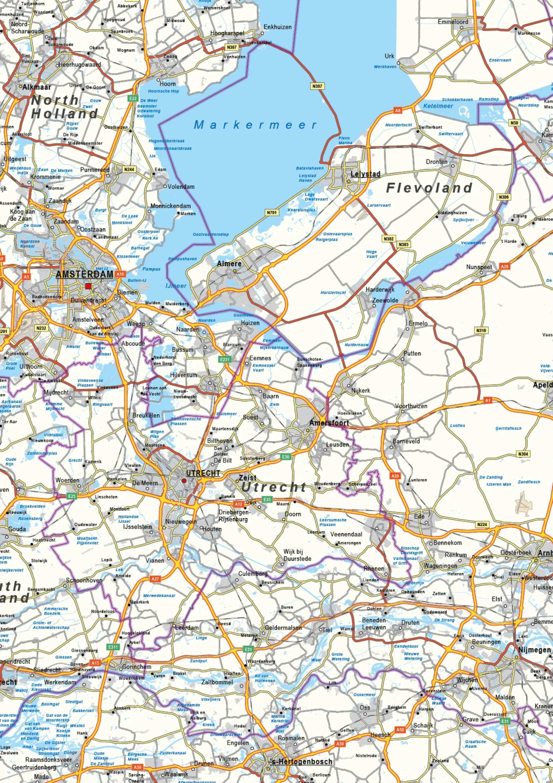 Wegenkaart Nederland 1590