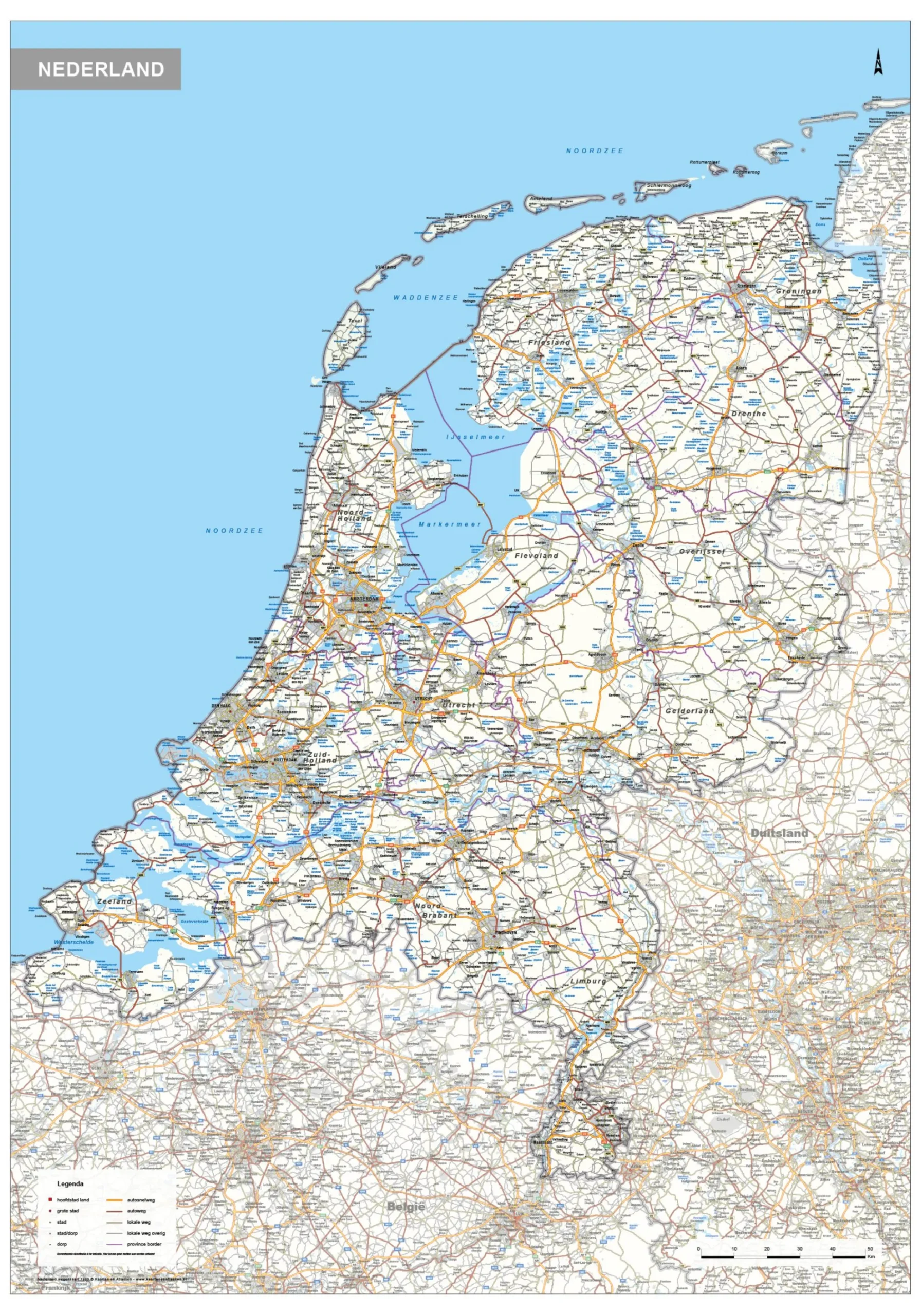 Wegenkaart Nederland 1689