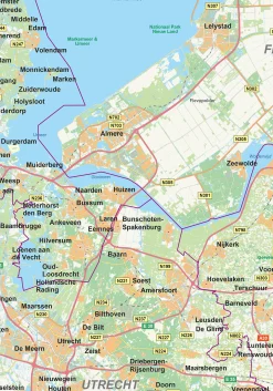 Wegenkaart Nederland met veel wegnummers 598