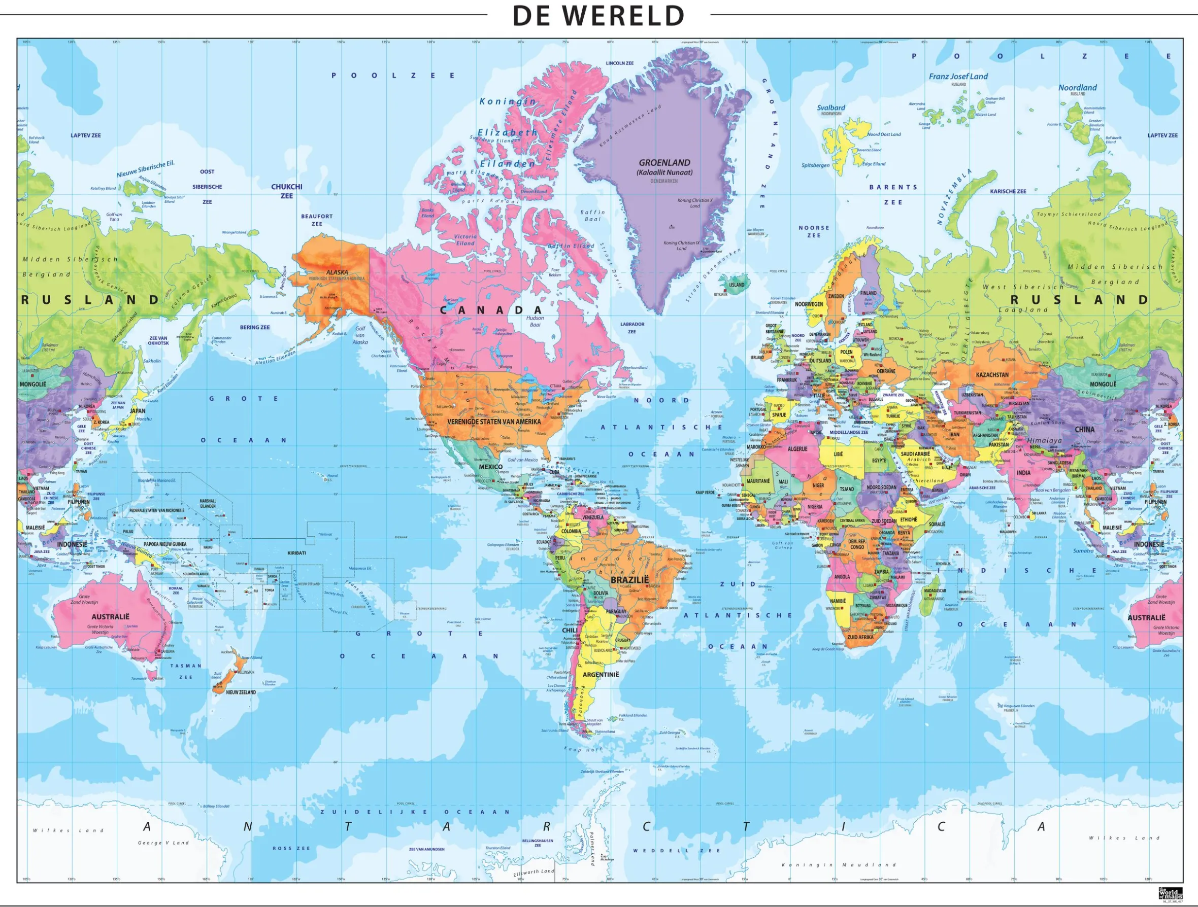 Wereldkaart Amerika centraal 435