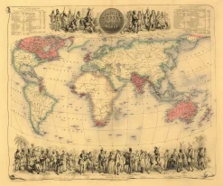 Wereldkaart Anno 1852 Bartholomew