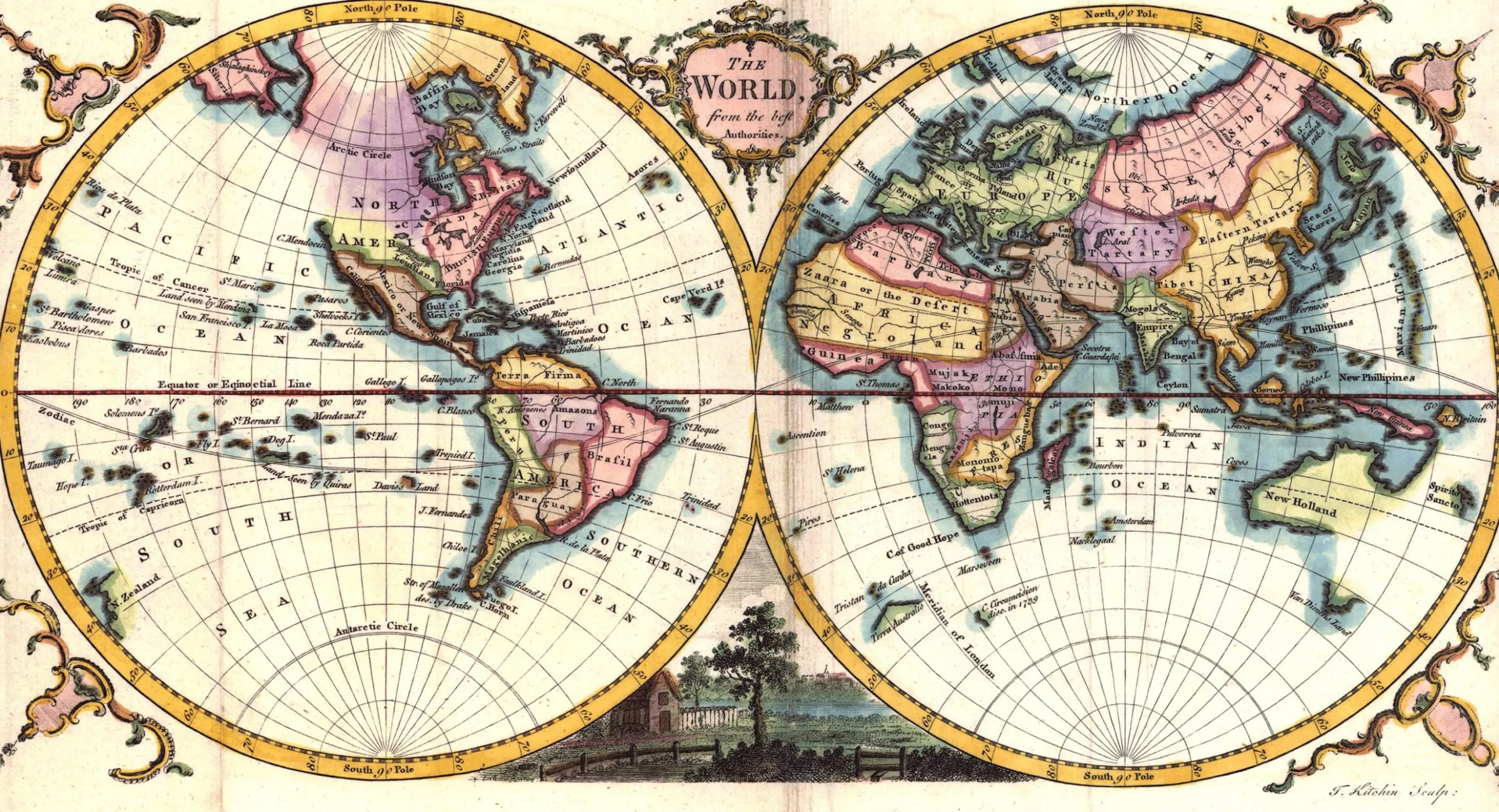 Wereldkaart Anno 1780 Kitchin