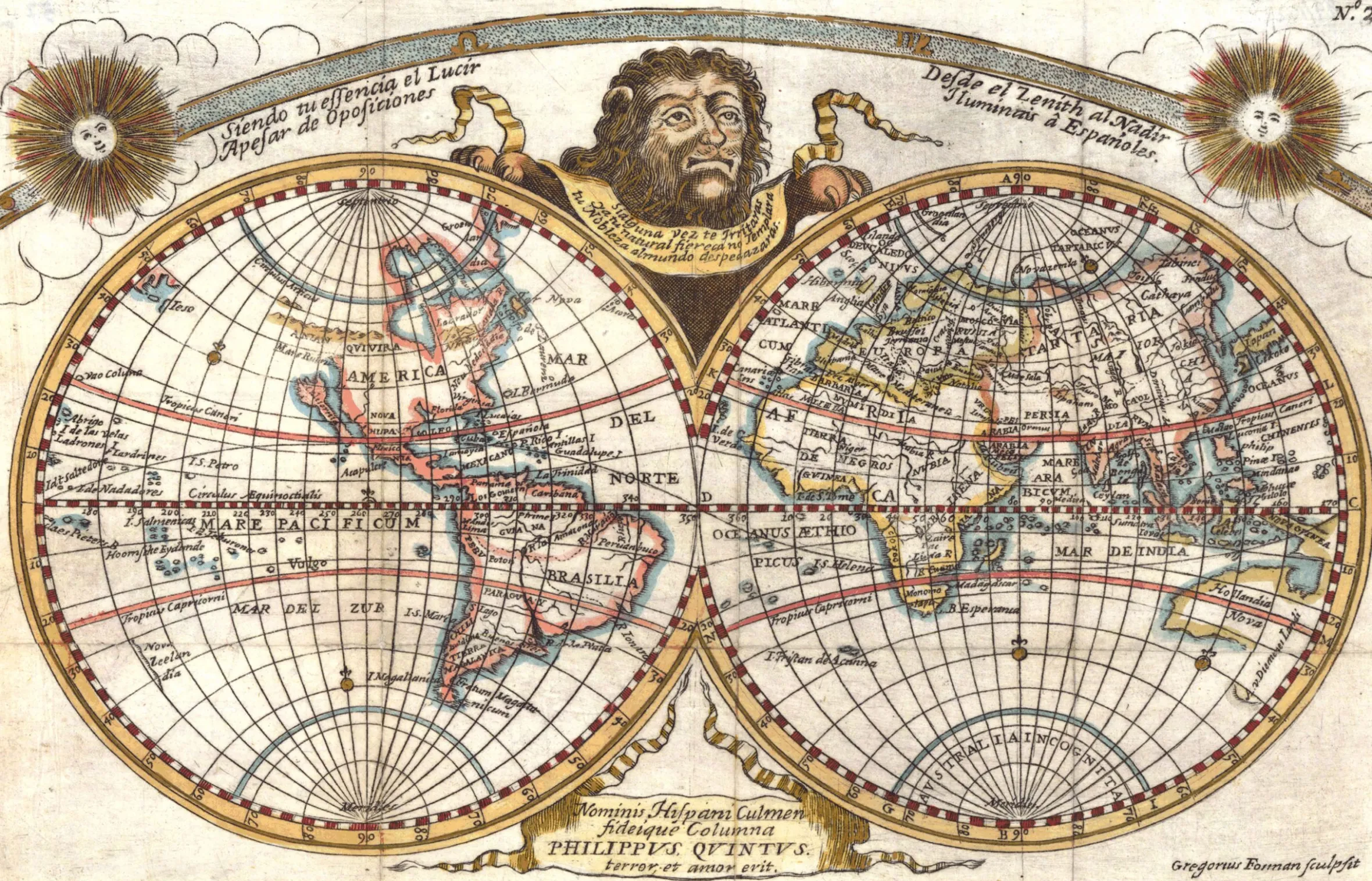 Wereldkaart Anno 1711 Lasso