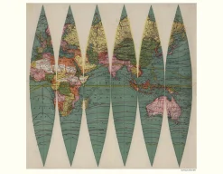 Wereldkaart Anno 1891 Rand McNally