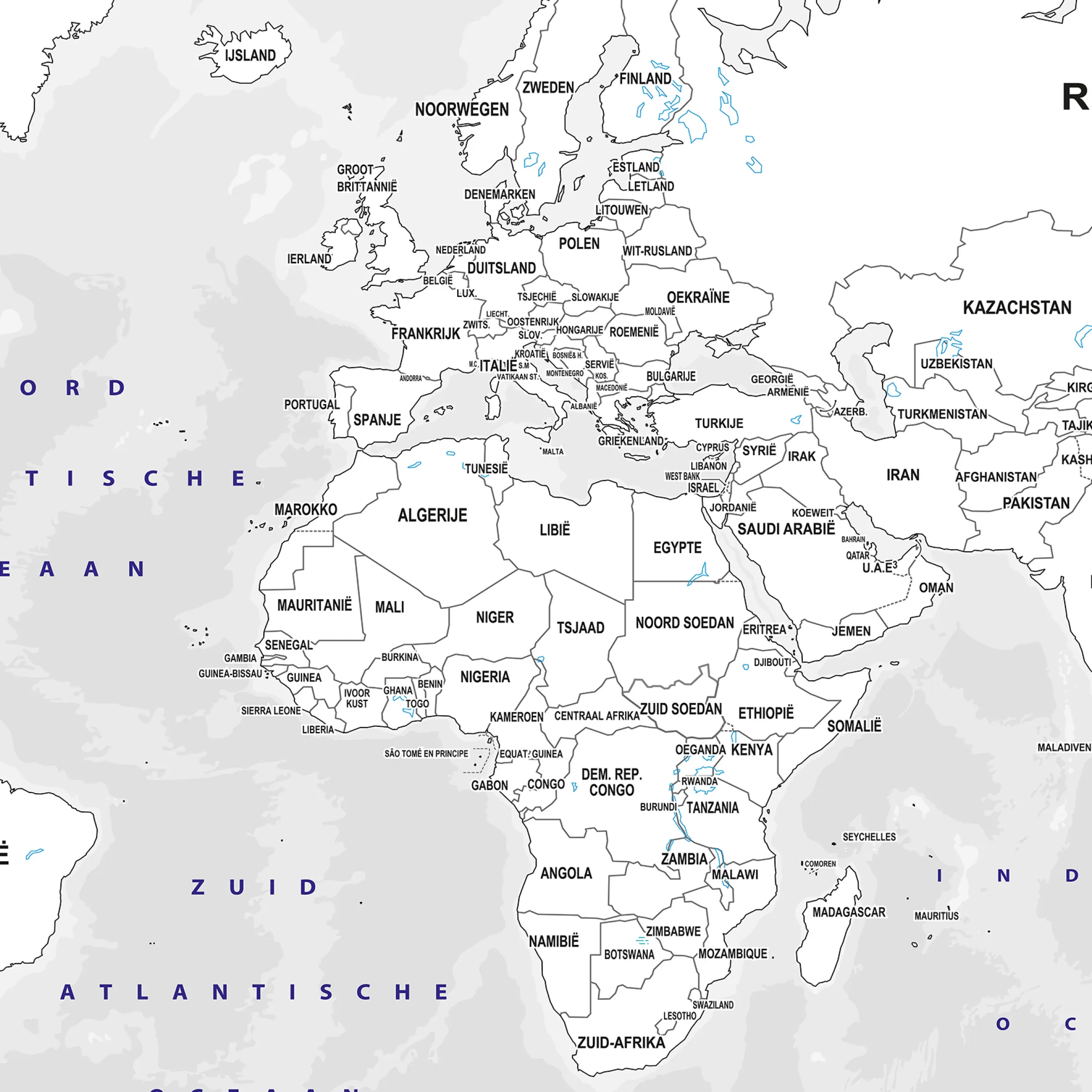 Wereldkaart inkleurbaar 748