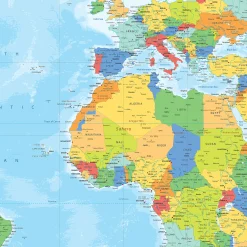 Wereldkaart XXL staatkundig heldere kleuren 1270