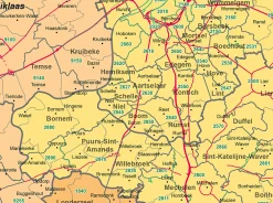 Whiteboard Postcode-/(Deel)Gemeente met wegen België 1- en 4-cijferig WB1812